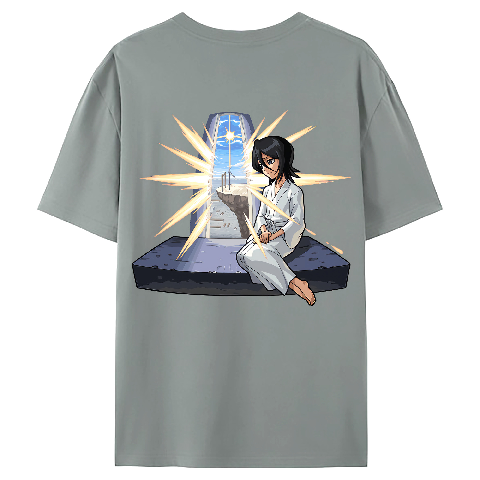 （画像用） ブリーチ 朽木ルキア BLEACH Kuchiki Rukia 綿100％ メンズ半袖Tシャツ（バックプリント） 通気性